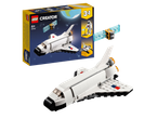 3-in-1 playset: white space shuttle, satellite, and small spaceship.