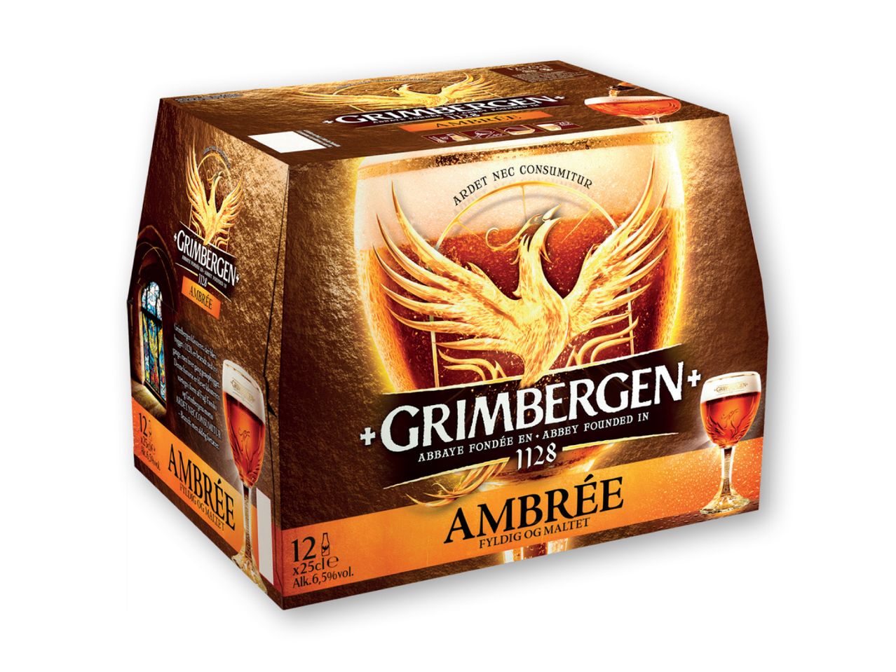 Grimmbergen Ambrée øl i en 12-pakke.