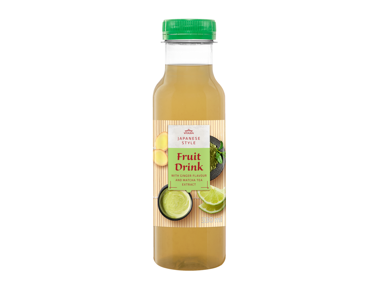 Boisson aux fruits Vitasia style japonais au gingembre, extrait de thé matcha et citron vert, 330ml