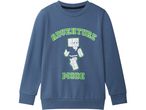 Blue crewneck sweatshirt with a Minecraft-themed graphic featuring a character and the words 'ADVENTURE MODE'.
