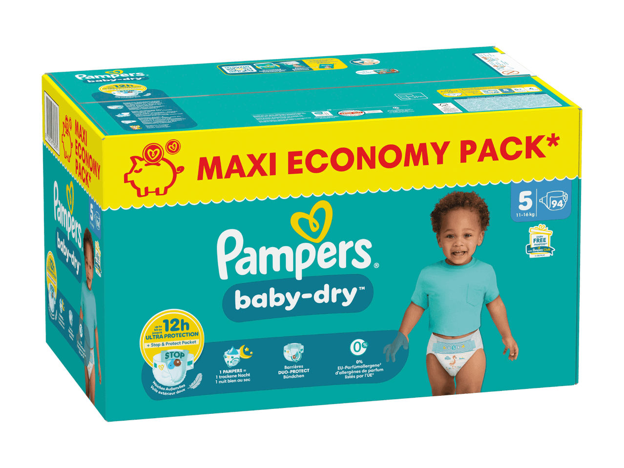 Pampers Baby-Dry Windeln, Maxi Economy Pack, Größe 5 (11-16 kg), 94 Stück