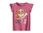 Pink Paw Patrol Skye girls' ruffle-sleeve t-shirt with sequined name.