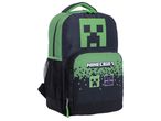 Раница Minecraft в черно и зелено с щампи на герои от играта.
