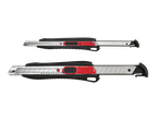 Dois projetores de trabalho LED PARKSIDE em preto e vermelho, sobre um fundo preto.