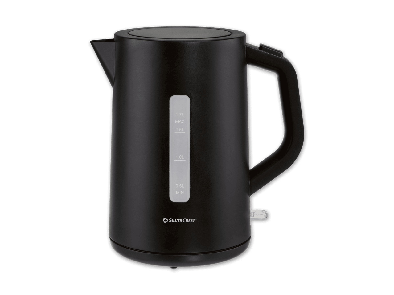 Schwarzer, schlanker Wasserkocher.