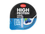 Produto lácteo Milbona rico em proteínas, com mirtilos.