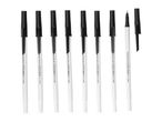 Eight Paper Mate Kilometrico ballpoint pens in medium point size are shown against a white background.