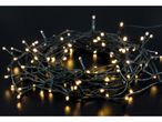 Warm white LED string lights on a dark surface