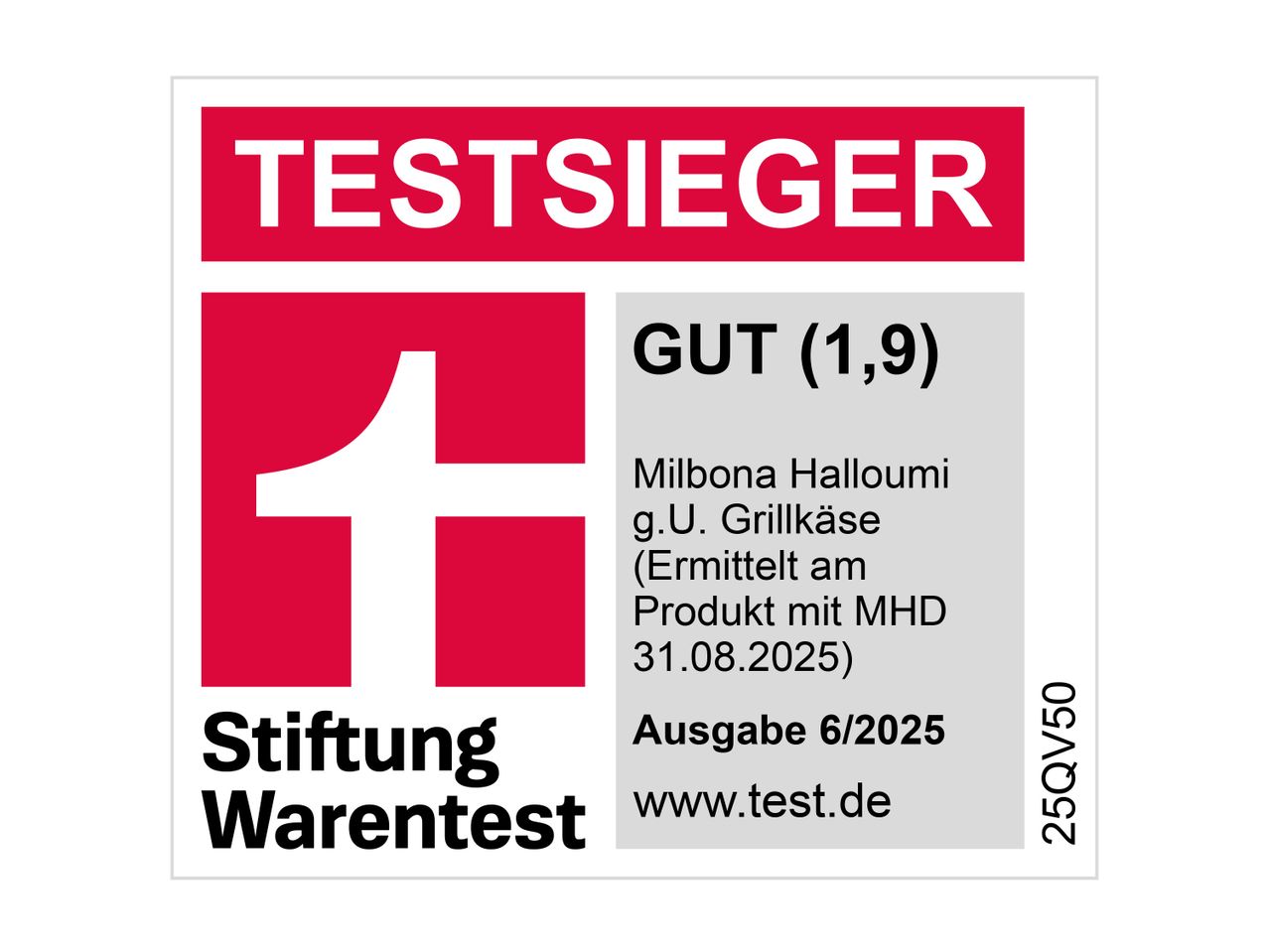 Stiftung Warentest: Milbona Halloumi Grillkäse, Note 1,9.