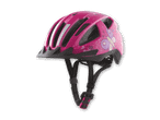 Pinker Kinderfahrradhelm mit Schmetterlingsmotiv und reflektierenden Streifen