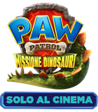Sigillo Paw Patrol Il Film Dino con il testo 'Solo al Cinema'.