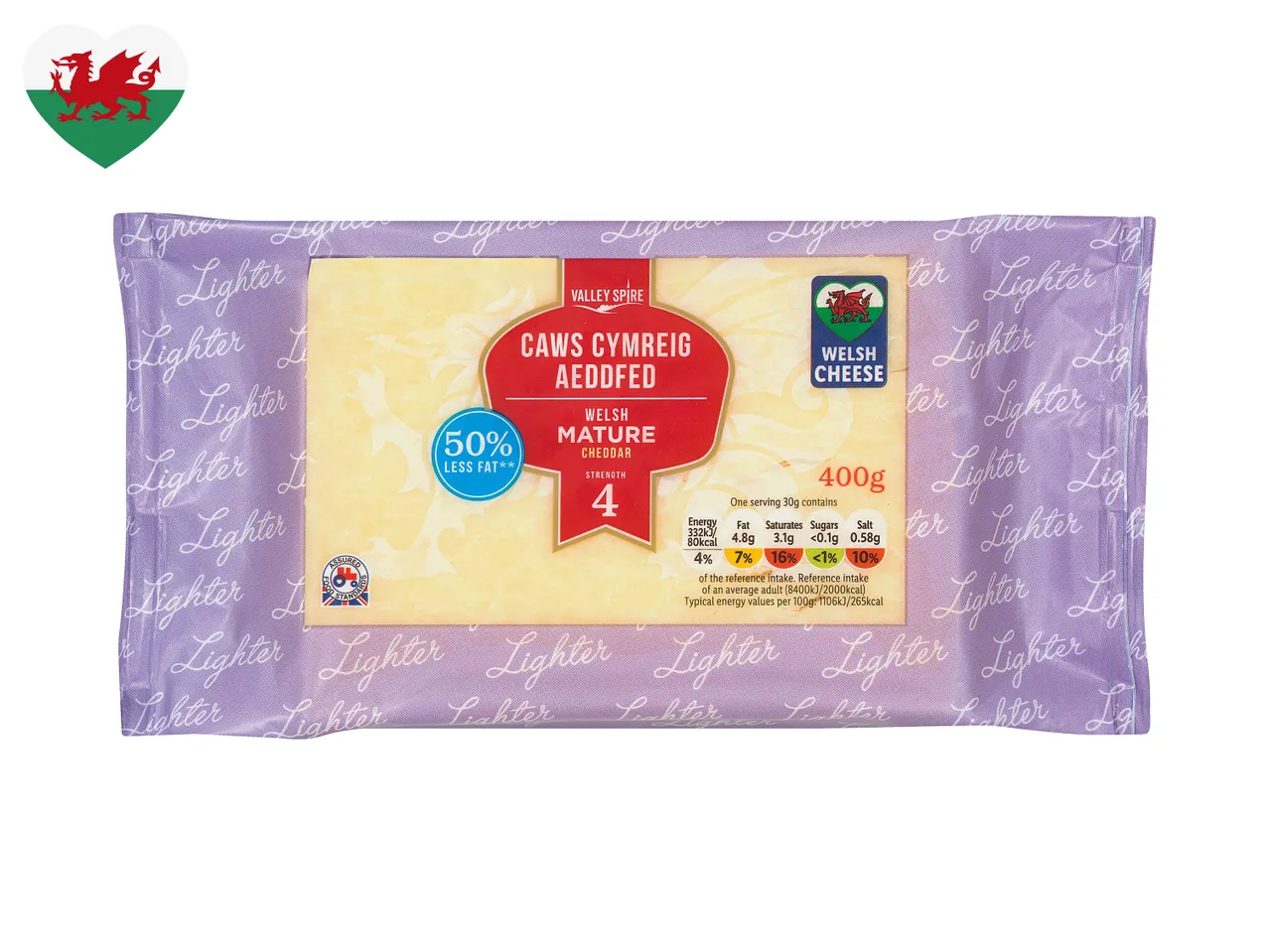 Go to full screen view: Valley Spire Welsh Lighter Mature Cheese - Image 1