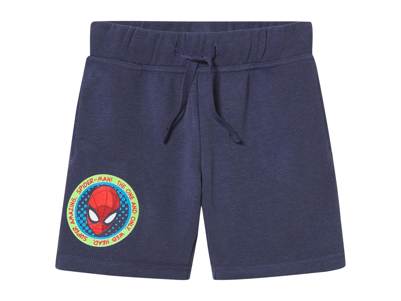 Fiúknak való sötétkék Spider-Man rövidnadrág.