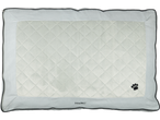 ZooFari quilted pet bed in light grey with a paw print.