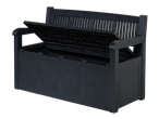 LIVARNO Gartenbank: Bancă de grădină neagră cu spațiu de depozitare, cu șezut deschis
