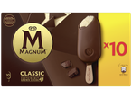Dix bâtonnets de crème glacée classique à la vanille de Madagascar enrobés de chocolat craquant.