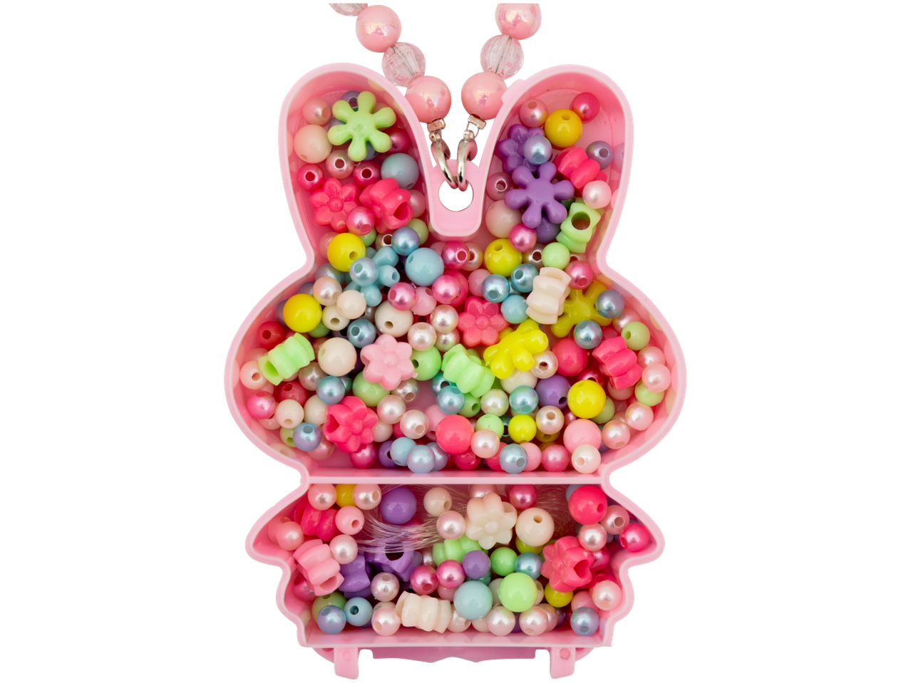 Gabby's Dollhouse karoliukų rinkinys rožiniame zuikio formos dėkle