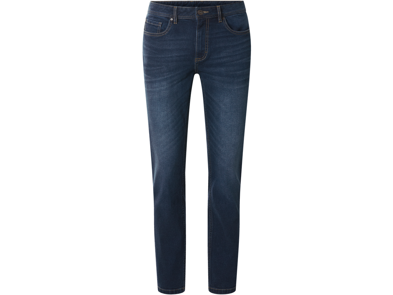 Tamnoplave traperice s kontrastnim šavovima i prednjim džepovima.