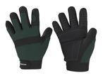 PARKSIDE work gloves in dark green and black, front and back view.