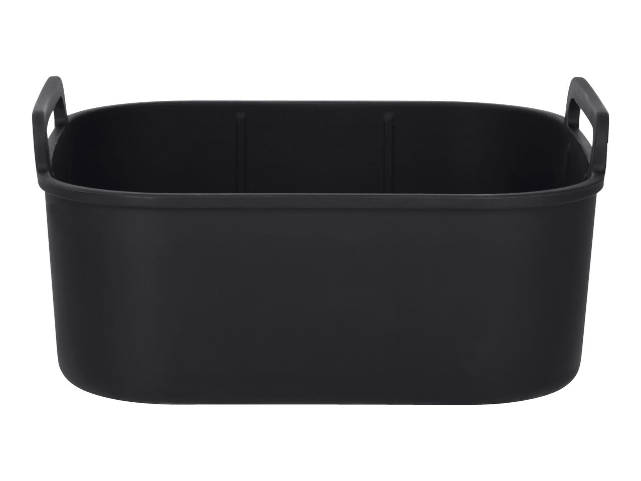 Black silicone air fryer basket with handles