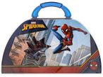 Spider-Man themed art case with a blue handle