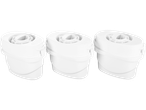 Três filtros de água brancos.