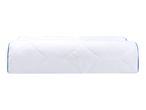 White quilted mattress protector with blue trim