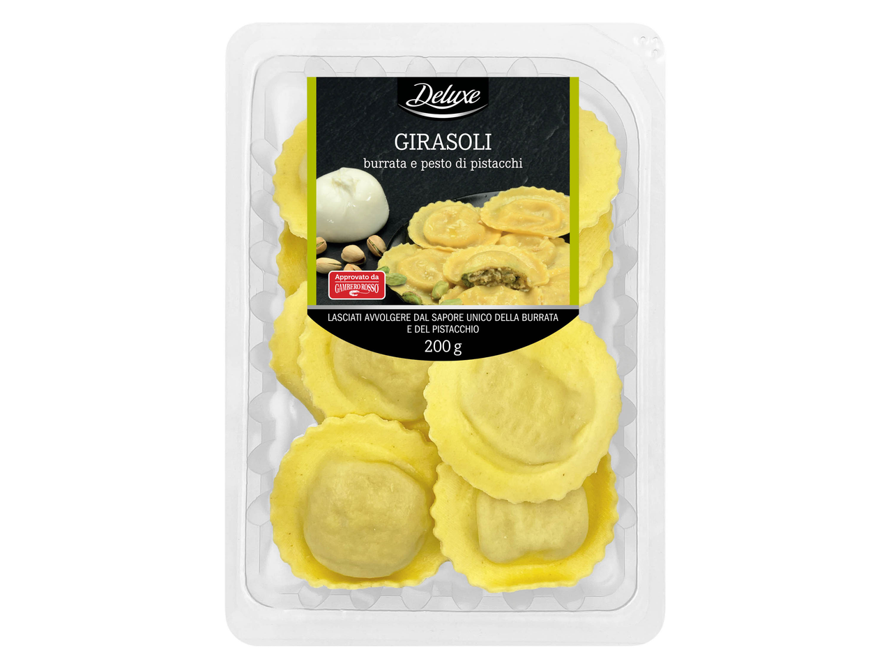 Girasoli con burrata e pesto di pistacchio