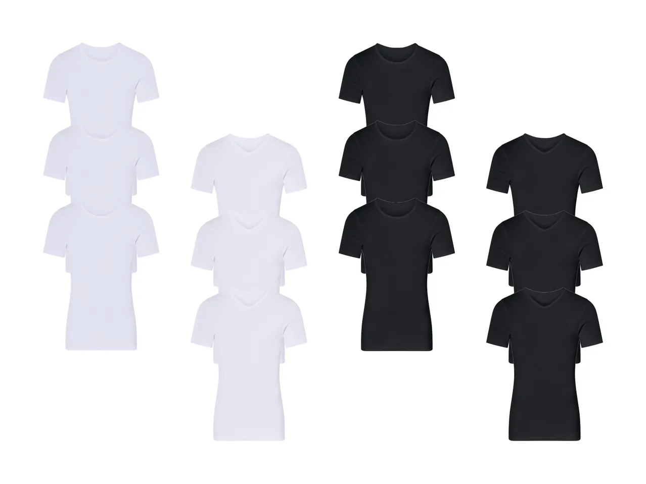 Sæt med hvide og sorte t-shirts.