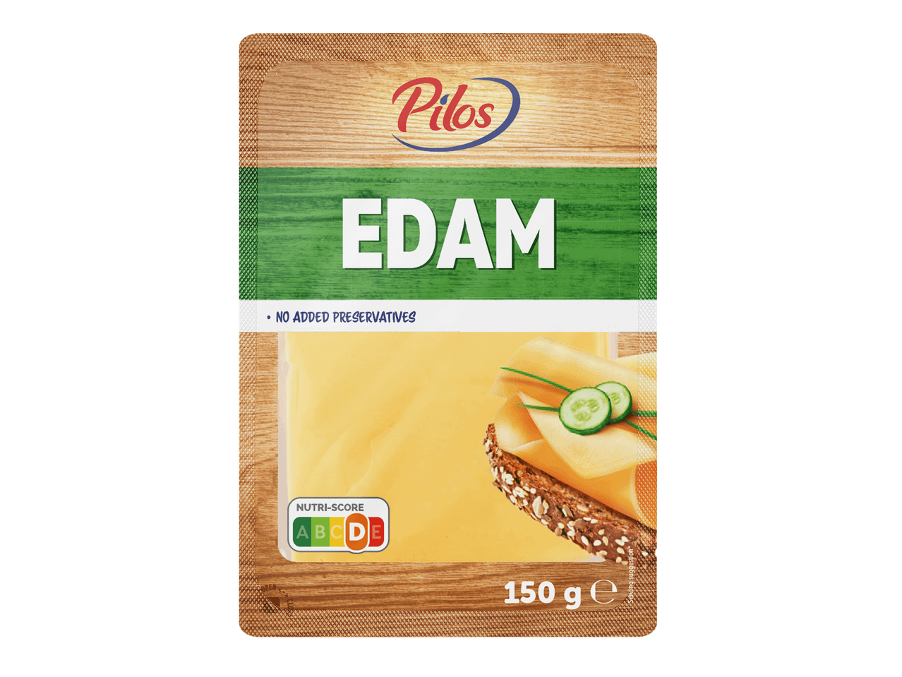 Pakovanje edam sira sa natpisom „bez dodatih konzervansa“ i Nutri-Score ocenom D.