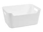 White rectangular storage basket with integrated handles