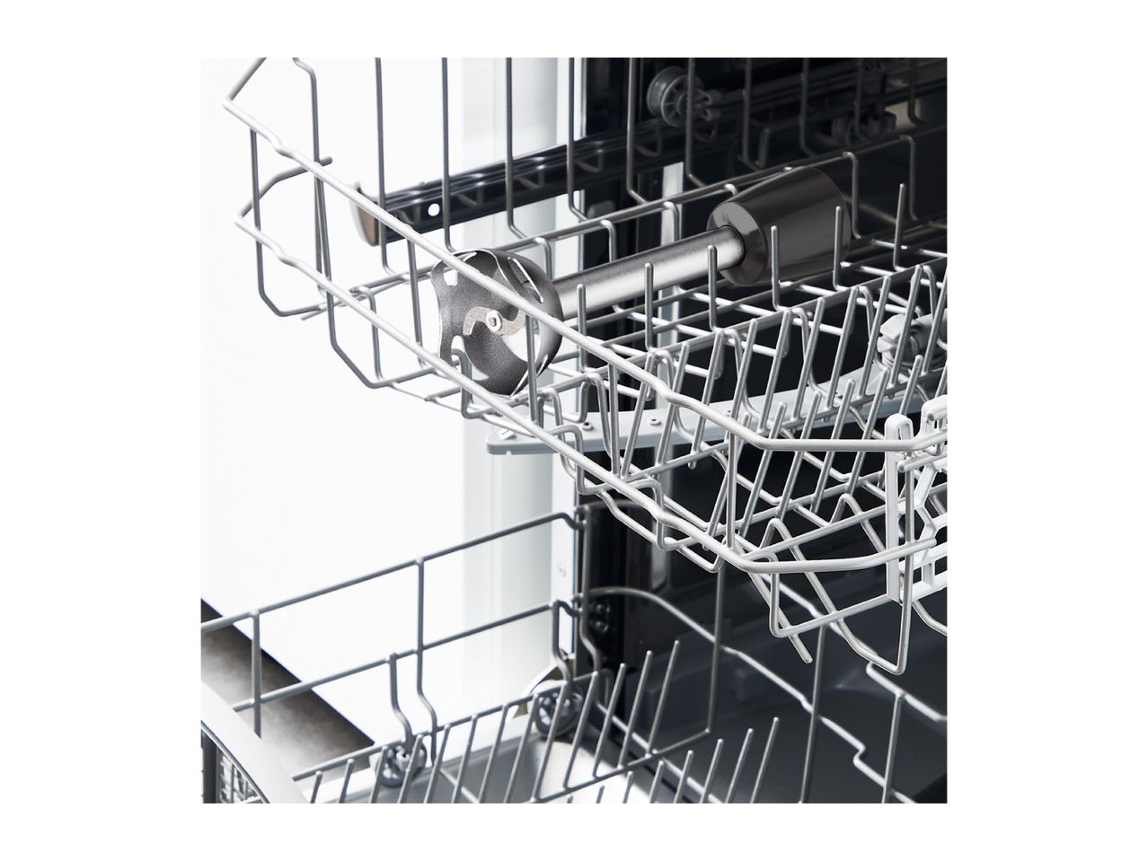 Immersion blender in a dishwasher rack