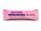 Lyserød proteinbar med teksten 'SOFT PROTEIN BAR CHOCOLATE BALL' og '16 GRAMS OF PROTEIN NO ADDED SUGAR'.