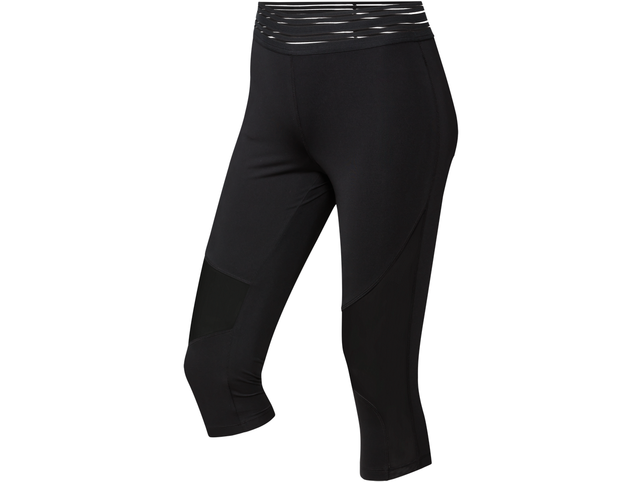 CRIVIT mustad naiste kapripüksid võrksisude ja elastse vöökohaga.