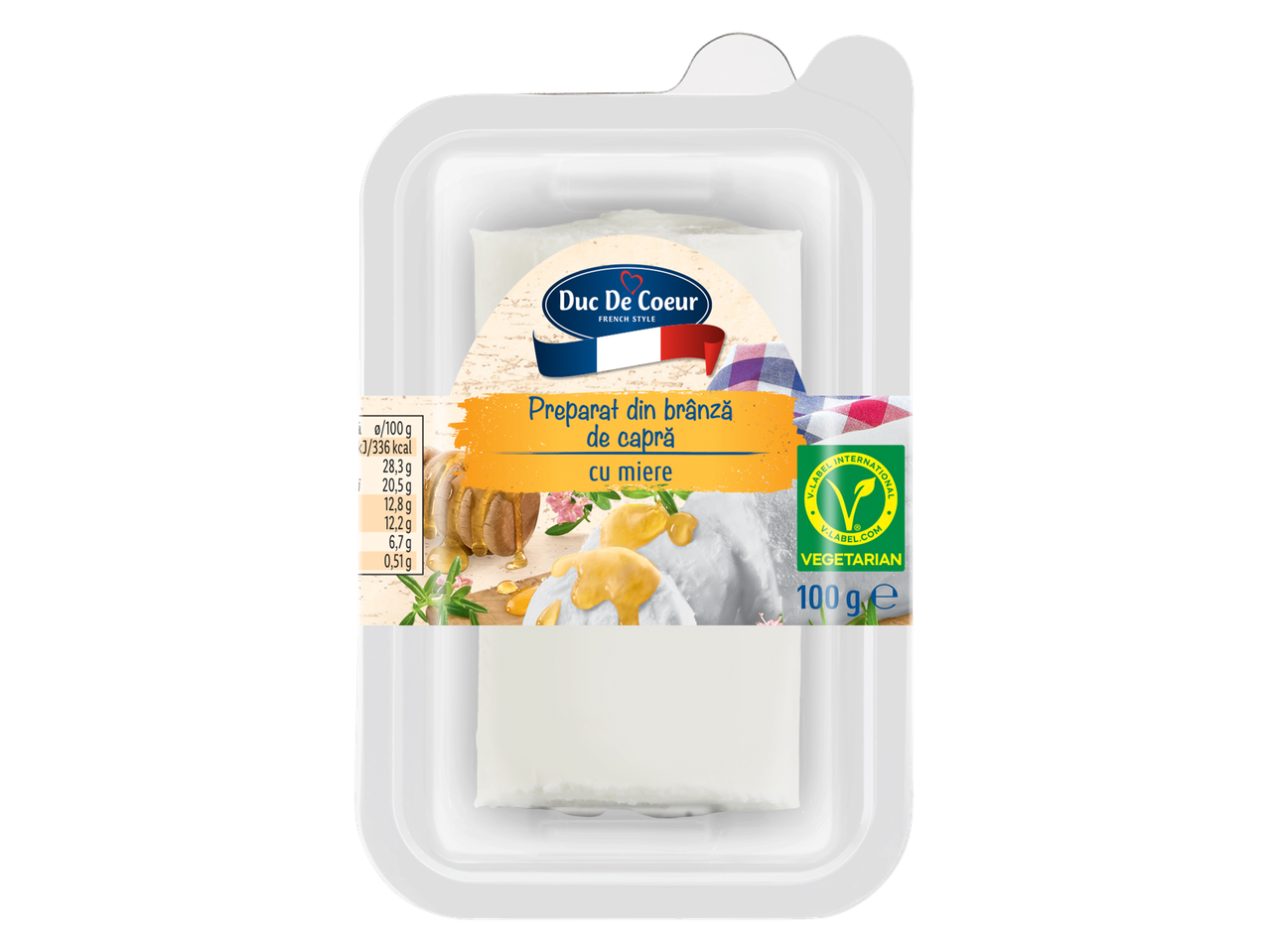 Brânză de capră Duc De Coeur cu miere, vegetarian.