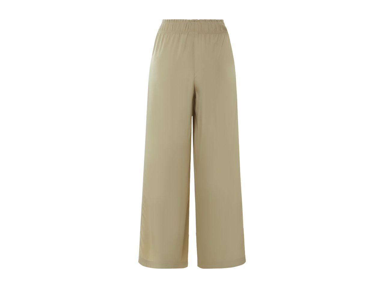 Wide-leg, olive green pants.