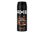 Deodorant bodyspray met chocoladegeur in een zwarte spuitbus.