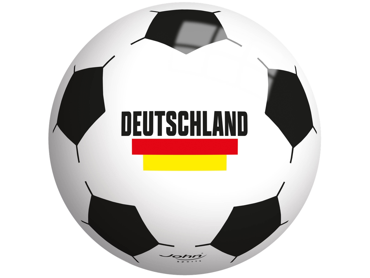 Bola de futebol com texto 'DEUTSCHLAND' e bandeira alemã, marca John Sports