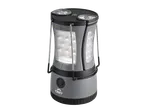 Grey camping lantern with LED lights and a compass on top.