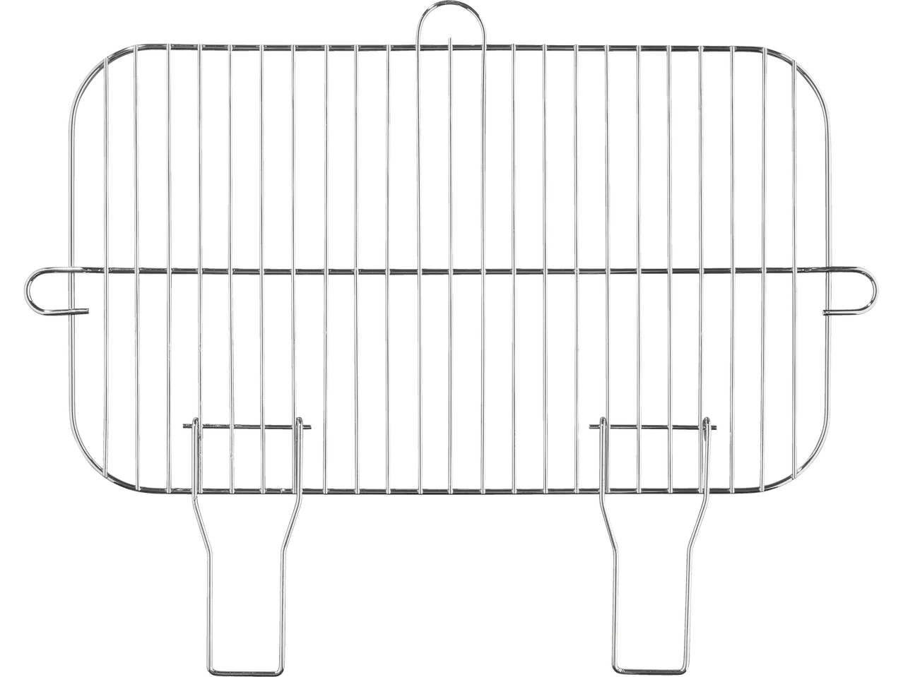 Grelha de metal com alças para churrasco.