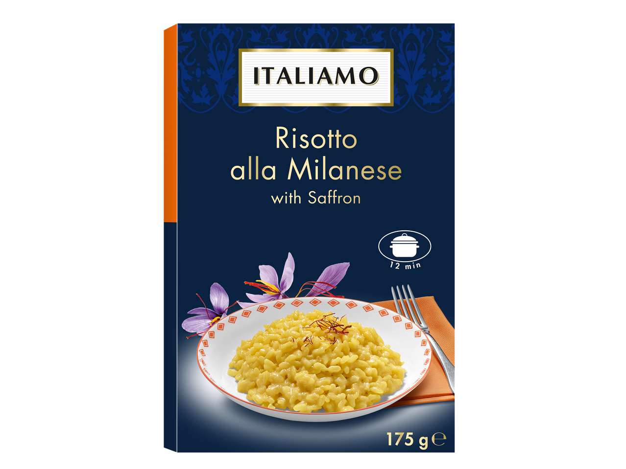 Paquet de risotto à la milanaise avec safran, prêt en 12 minutes, 175g.