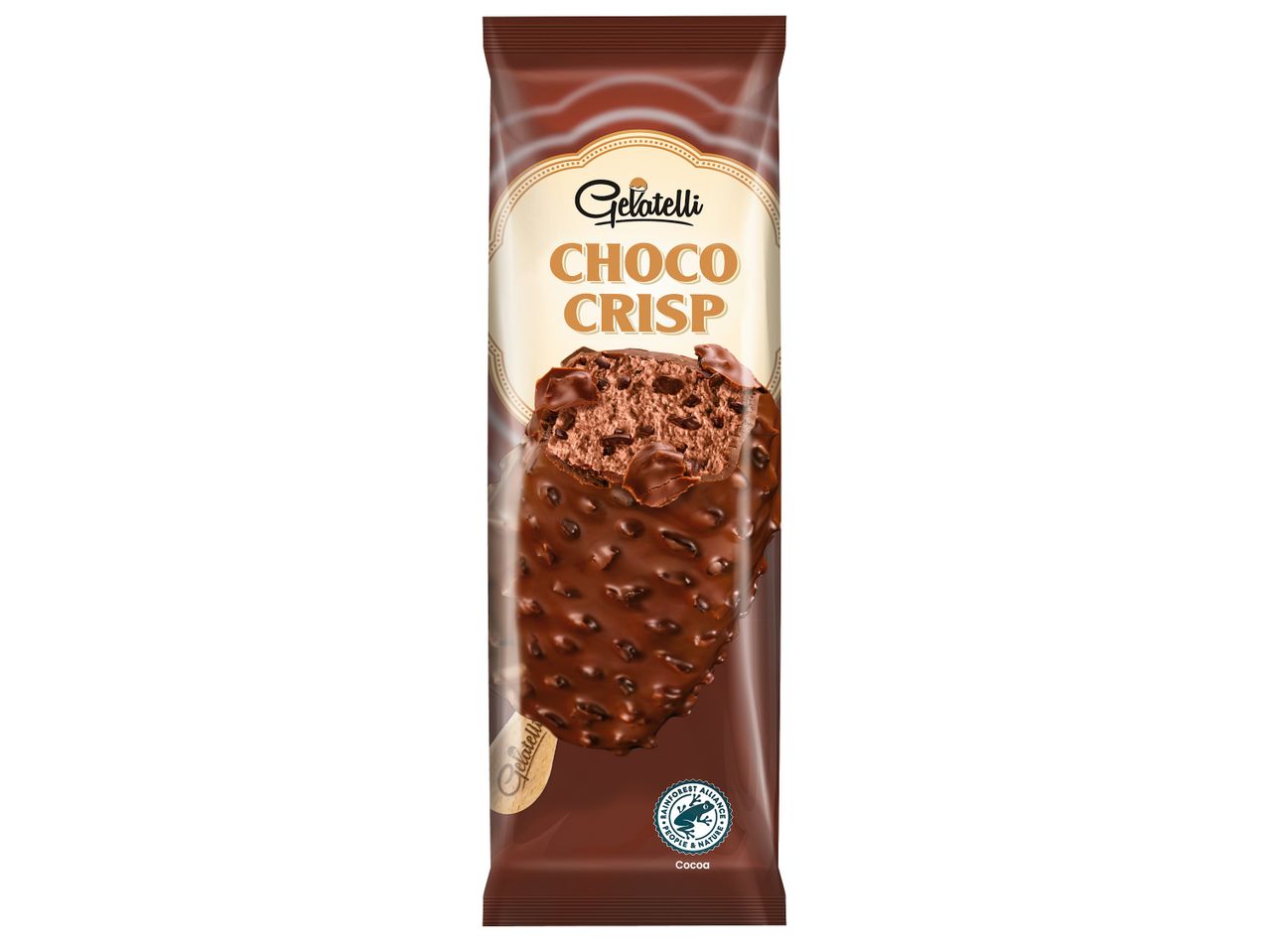 Сладолед на клечка Шоко крисп, Gelatelli, 120 ml/опаковка
