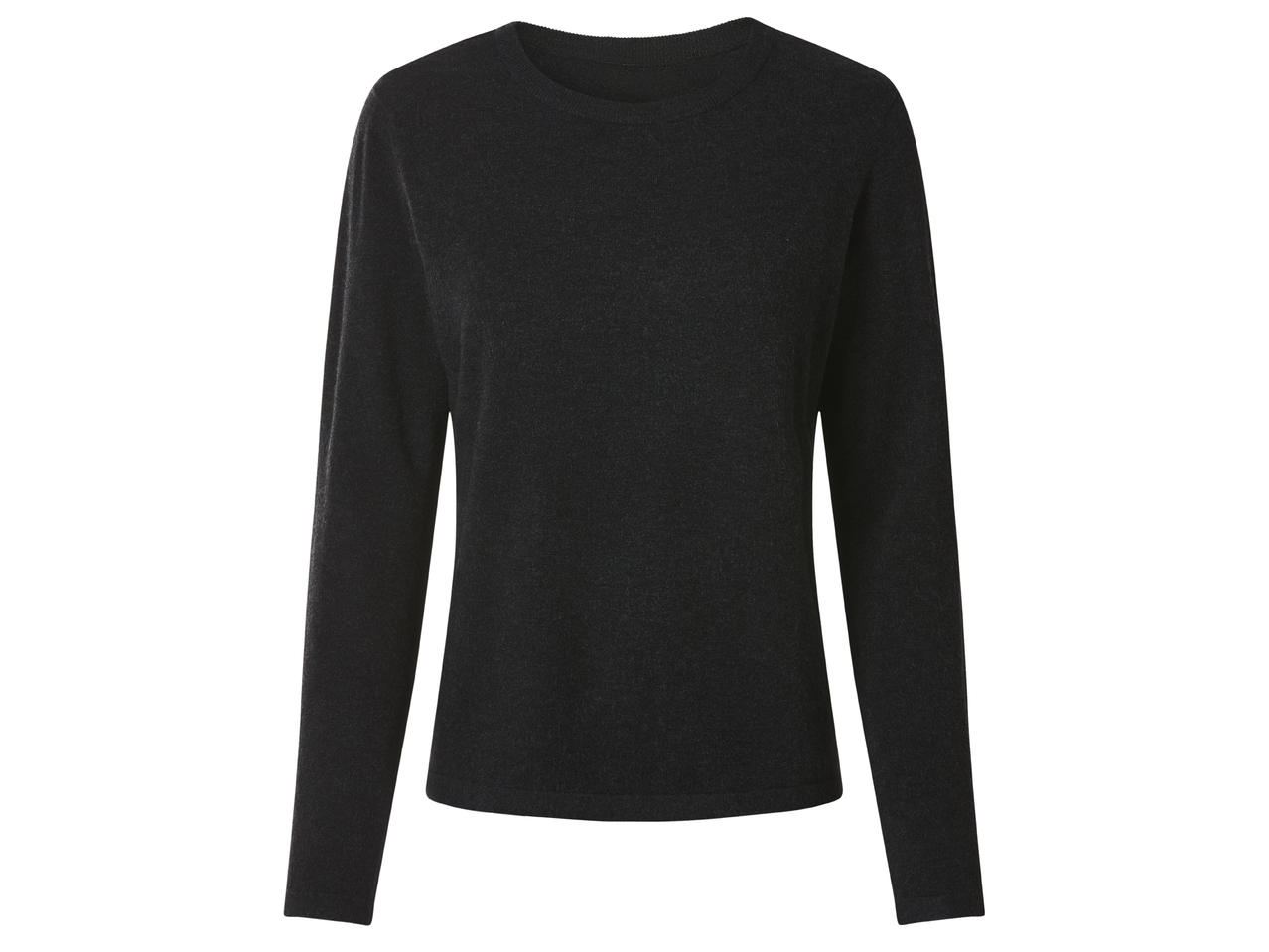 Тъмносива блуза с дълъг ръкав и обло деколте.