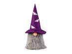 Halloween gnome with a purple witch hat decorated with bats