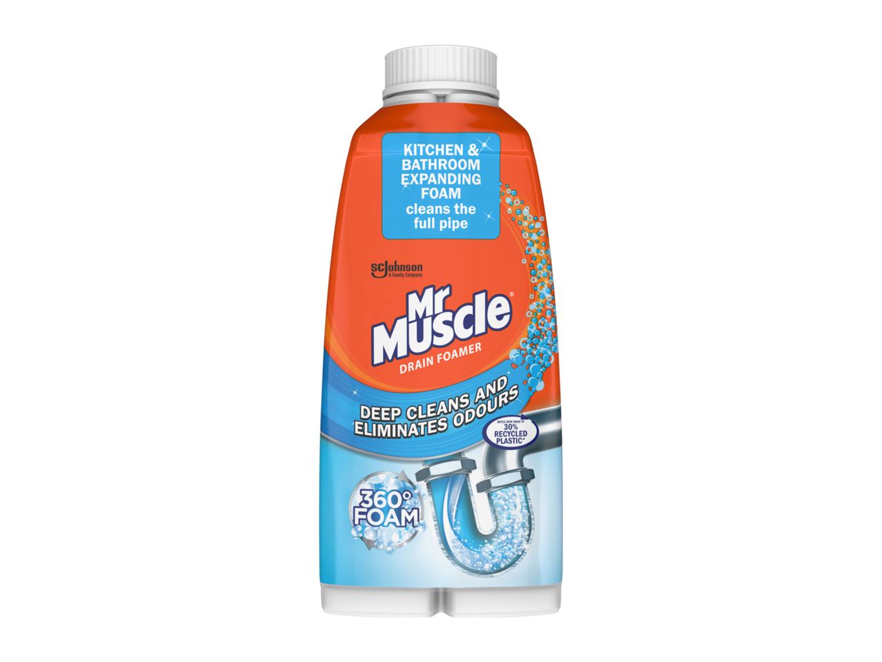 Mr. Muscle drain cleaner bottle.