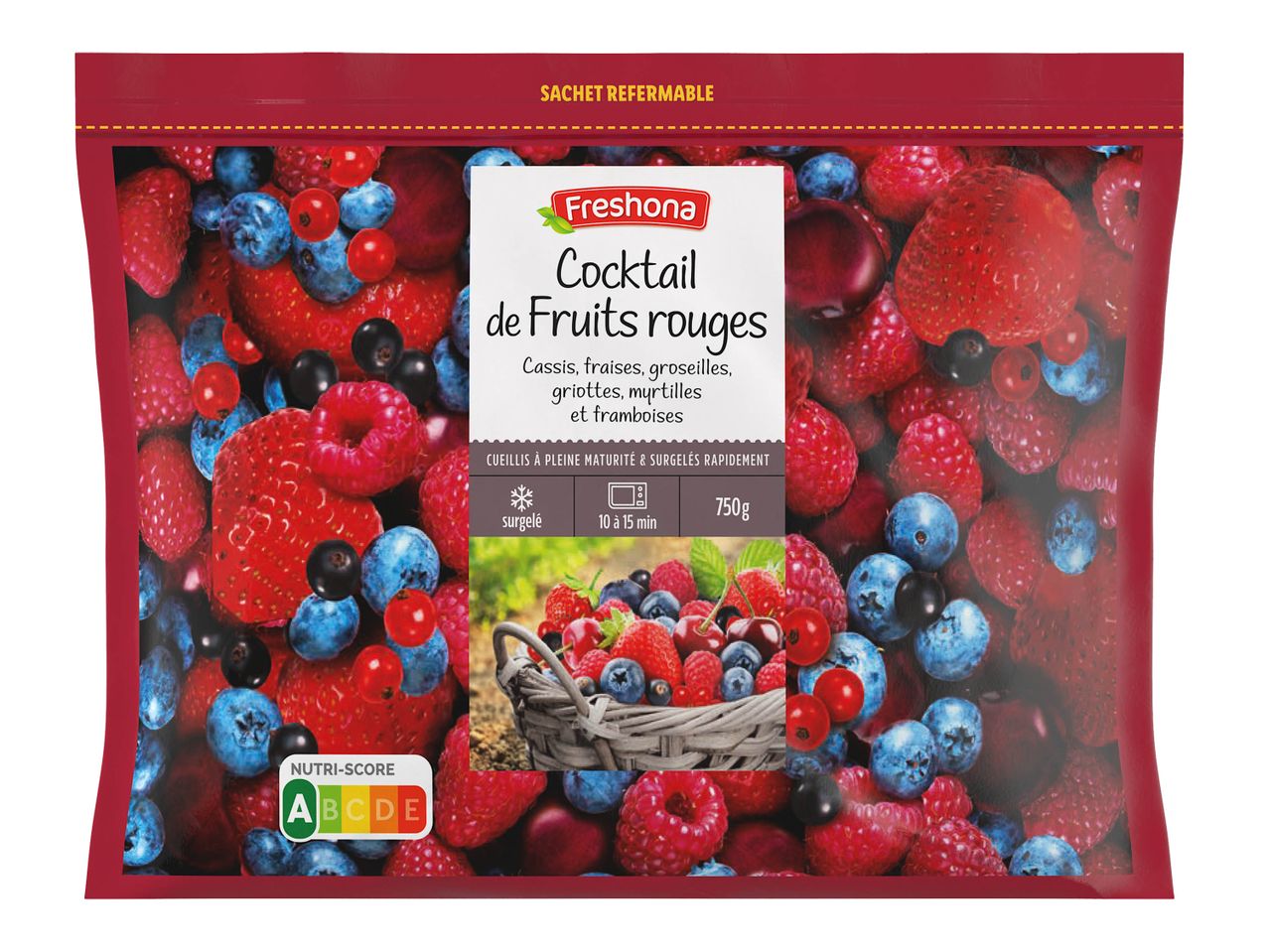 Surgelés Picard : Cocktail de fruits rouges (framboises et myrtilles).