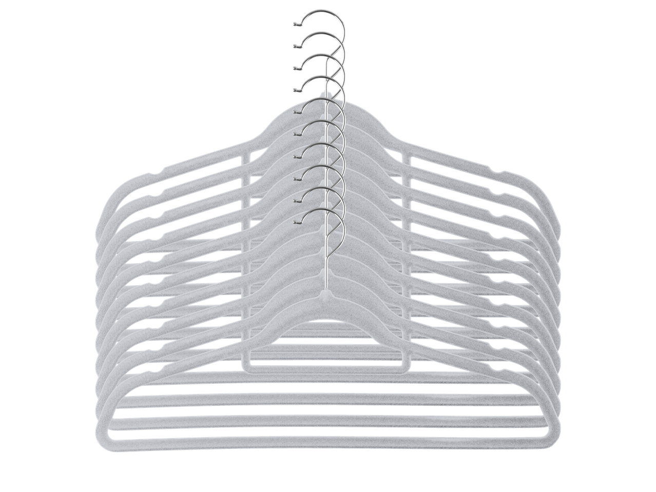 Stapel grauer Samt-W5-Kleiderbügel