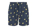 Dark blue shorts with a yellow lemon and green leaf pattern, featuring a drawstring waist.