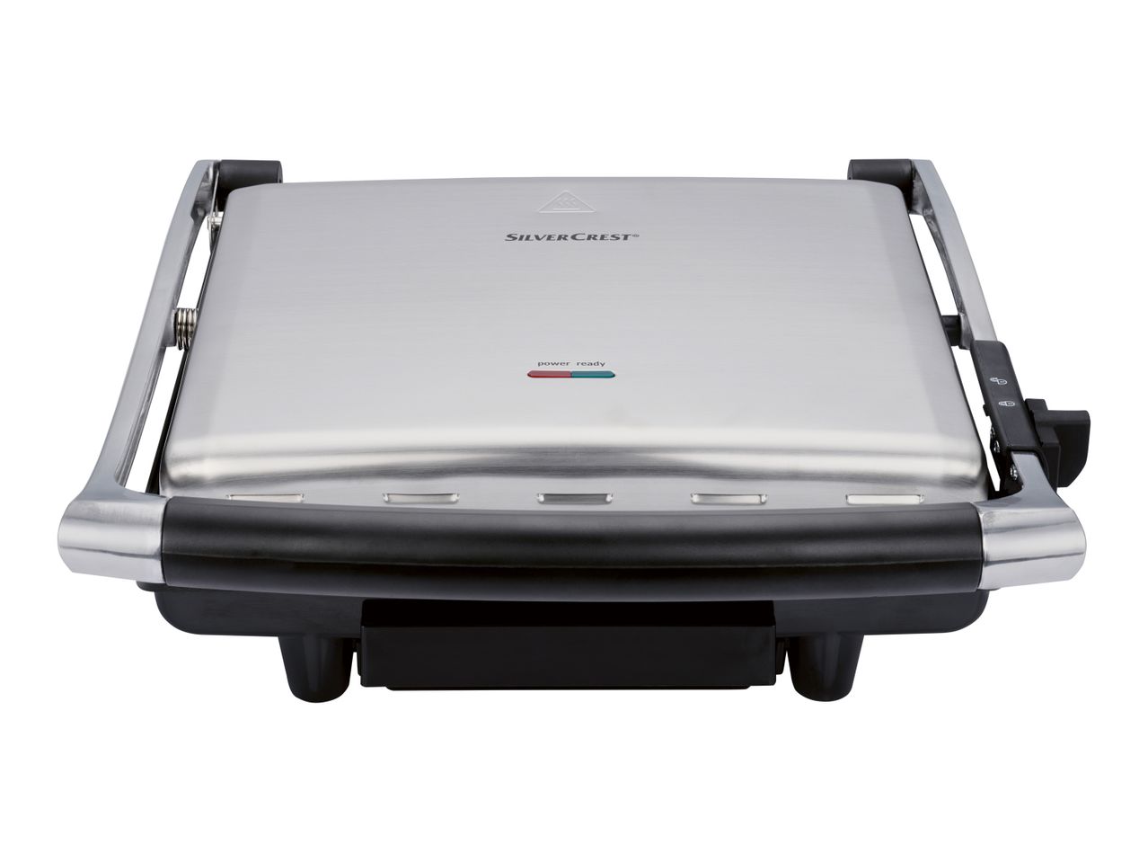 A silver and black contact grill.