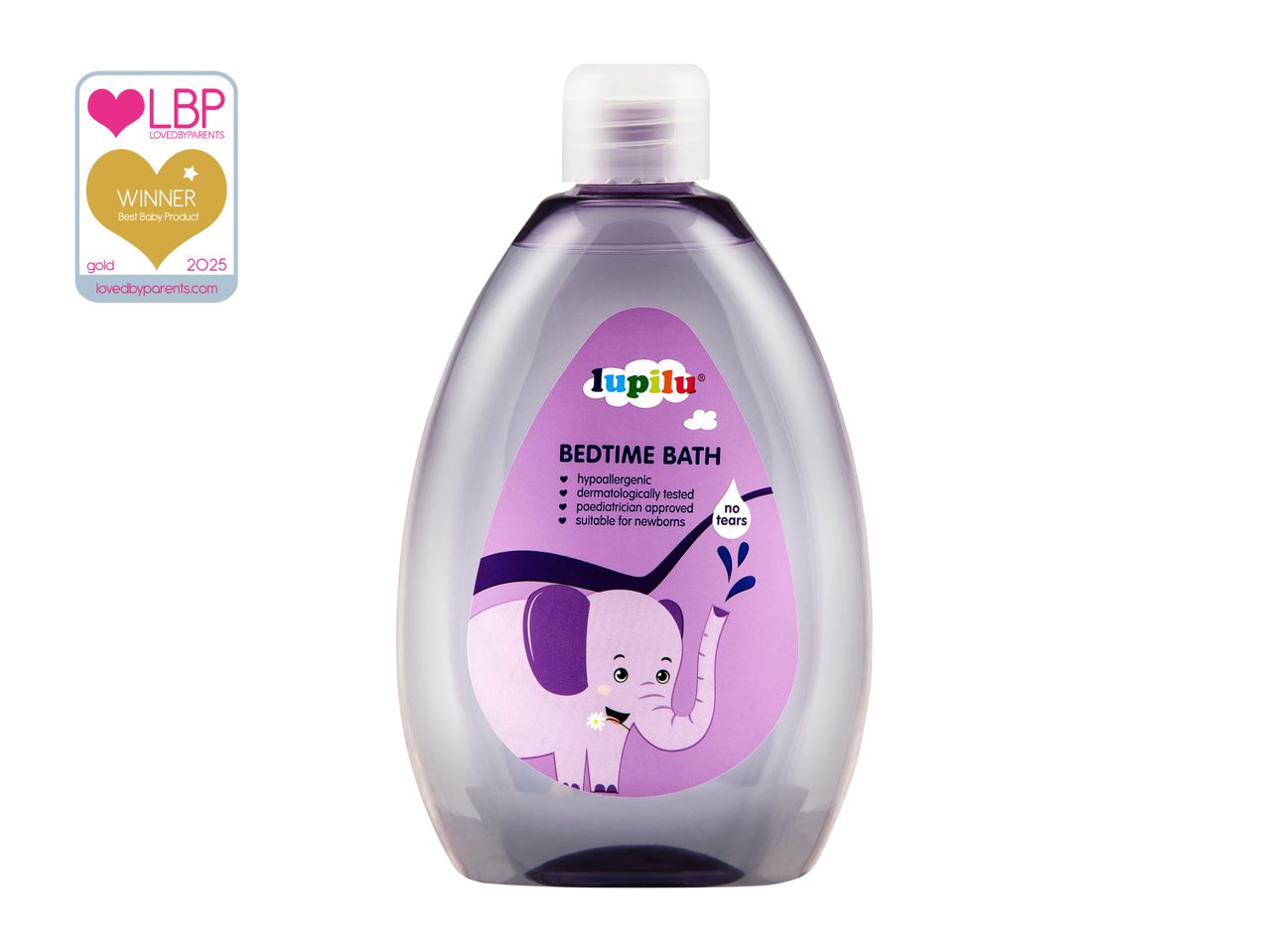 Kids' bath product, possibly shampoo or wash, featuring a cute elephant design.